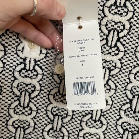 NWT TORY BURCH Gemini Link Sweater Dress New Ivory/Black Small (4-6) NEVER WORN - Picture 5 of 16